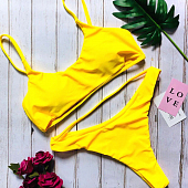 Картинка Купальник раздельный лиф сзади на застежке снизу полоса + трусики сверху полоса от магазина LonnaMag