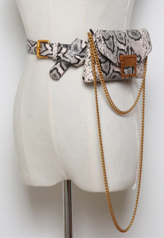 Поясная сумка бронзовая пряжка и цепь - змеиный принт