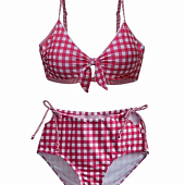 Картинка Купальник раздельный в клетку топ на завязках от магазина LonnaMag