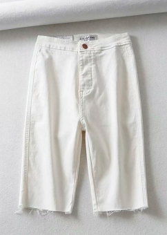 Джинсовые велосипедки обрезан низ длина 52см