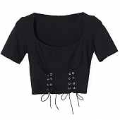 Картинка Топ футболка шов дуга под грудью 2 шнуровки от магазина LonnaMag