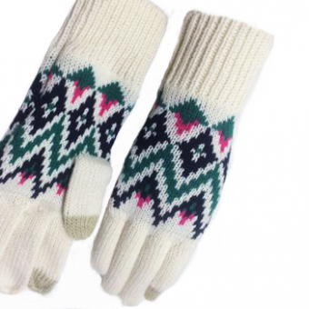 Перчатки вязаные узор цветные зигзаги ромбы