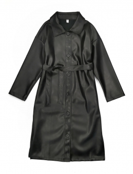 Плащ платье экокожа на пуговицах