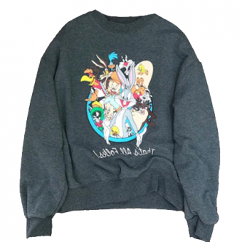 Свитшот спущен плечевой шов принт кролик Багз Бани и мультяшные герои