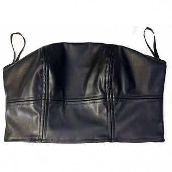 Топ бандо эко-кожа прошиты полосы сбоку молния