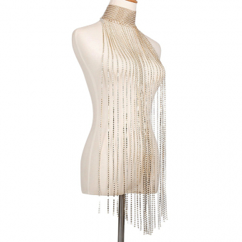 Широкий чокер с длинной бахромой