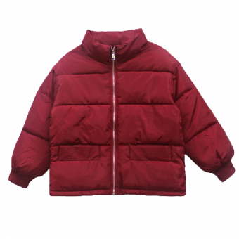 Пуховик короткий на молнии широкие манжеты в рубчик