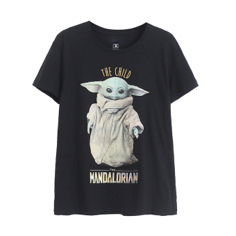 Футболка черная принт малыш Йода