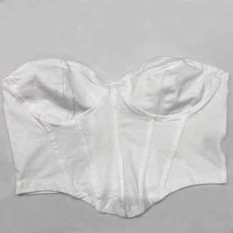 Топ корсетного кроя белый хлопок косточки