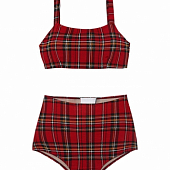 Картинка Купальник бикини принт шотландская клетка сзади на завязке от магазина LonnaMag