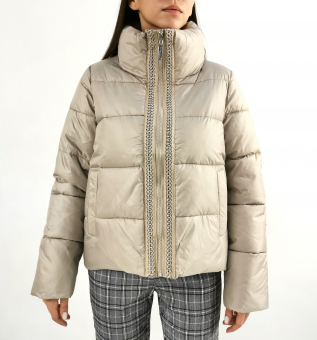 Куртка дутая цепь вдоль молнии ворот стойка