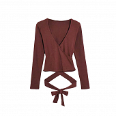 Картинка Топ на запах длинные завязки вокруг талии длинный рукав от магазина LonnaMag