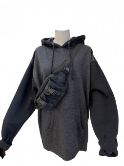 Худи толстовка oversize черные рукава и капюшон