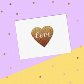 картинка Открытка-комплимент "LOVE" золотое сердечко, 8 х 6 см от магазина LonnaMag