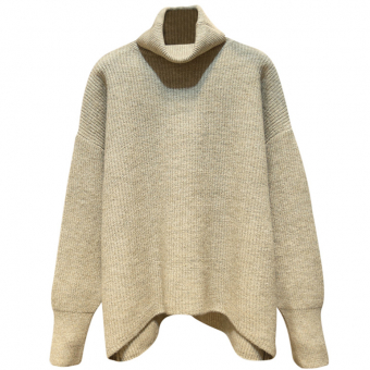 Свитер широкий oversize ровная вязка перед полукругом короче