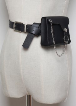 Сумка поясная квадратная круг с цепокой