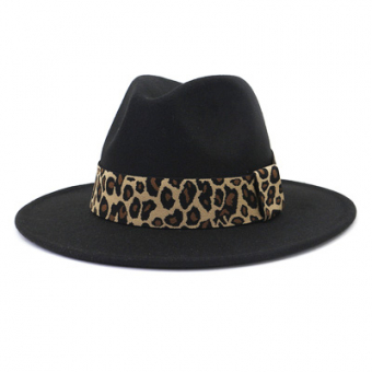 Шляпа федора фетр леопардовая лента