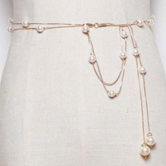 Пояс с жемчужными бусинами застежка карабин