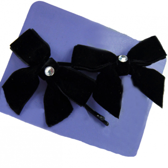 Заколки невидимки черные бархатные банты страза (2 шт)