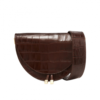 Сумка сэдл под крокодила с широким плечевым ремнем