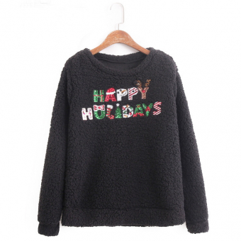 Плюшевый свитшот пайетки Happy Holidays