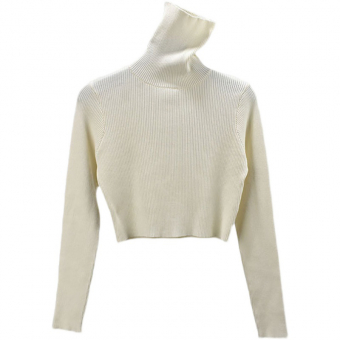 Водолазка укороченная однотон в рубчик