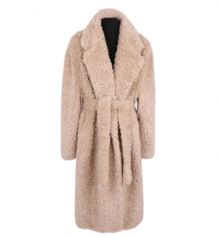 Шуба длинная барашек однотон + пояс