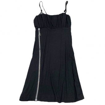 Платье тонкие лямки с кольцом грудь со сборкой сбоку молния с цепью