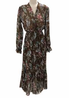 Платье шифон макси запахом принт цветы