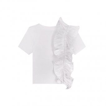 Футболка крупный волан с одной стороны + стразы