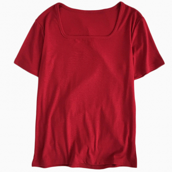 Футболка однотон квадратный вырез