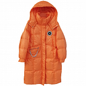 Картинка Пуховик удлиненный с капюшоном карман на молнии с цепью круглая эмблема  от магазина LonnaMag