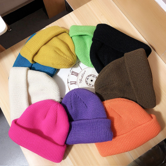 Шапка в мелкий рубчик с подворотом (15 цветов)