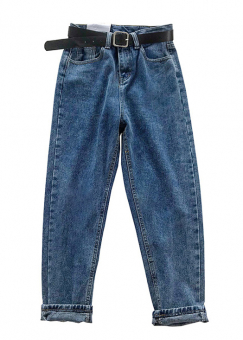 Высокие джинсы + черный ремень с квадратной пряжкой