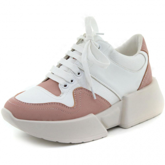 Кроссовки DINO ALBAT бело-розовые угловатая плафторма