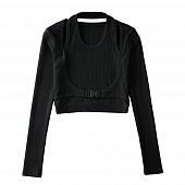 Картинка Топ 2-в-1 длиный рукав и за шею карабин под грудью - рубчик от магазина LonnaMag