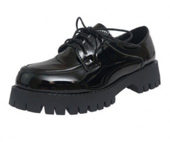 Ботинки грубые лаковые 2021 зубчатая платформа