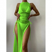 Картинка Купальник однотон раздельный лиф + трусики + платье миди сетка по бокам на затяжке от магазина LonnaMag