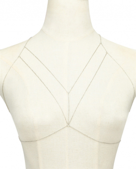 Цепь на грудь V 2 цепи полые треугольники