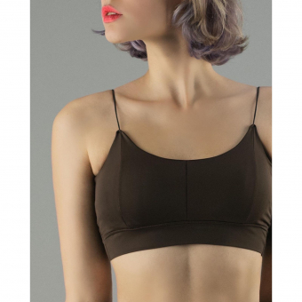 Топ черные тонкие лямки швы по середине груди