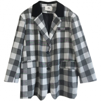 Костюм крупная клетка пиджак + брюки черная резинка