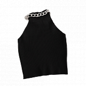 Картинка Топ холтер трикотаж серебряная цепь со стразами от магазина LonnaMag