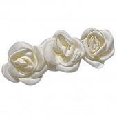 картинка Заколка для волос автомат 3 белых тканевых цветка розы от магазина LonnaMag