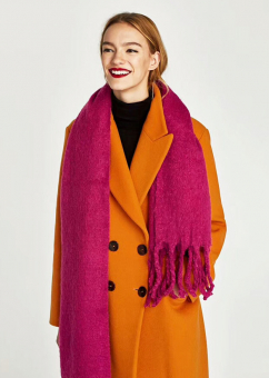 Шарф теплый шерсть толстая бахрома