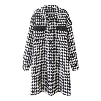 Пальто рубашка принт гусиная лапка черные пуговицы