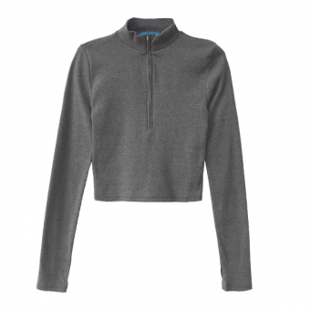 Топ длинные рукава вырез под палец молня на вороте