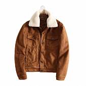 Картинка Куртка коричневая иск.замша белые воротник из плюша от магазина LonnaMag