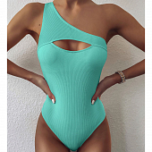 Картинка Купальник в рубчик слитный вырез на груди  от магазина LonnaMag