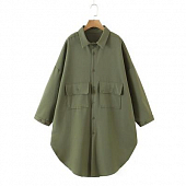 Картинка Куртка рубашка удлиненная свободный крой низ полукругом от магазина LonnaMag