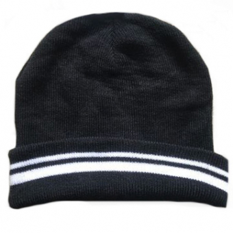 Шапка трикотаж 2 белые полосы